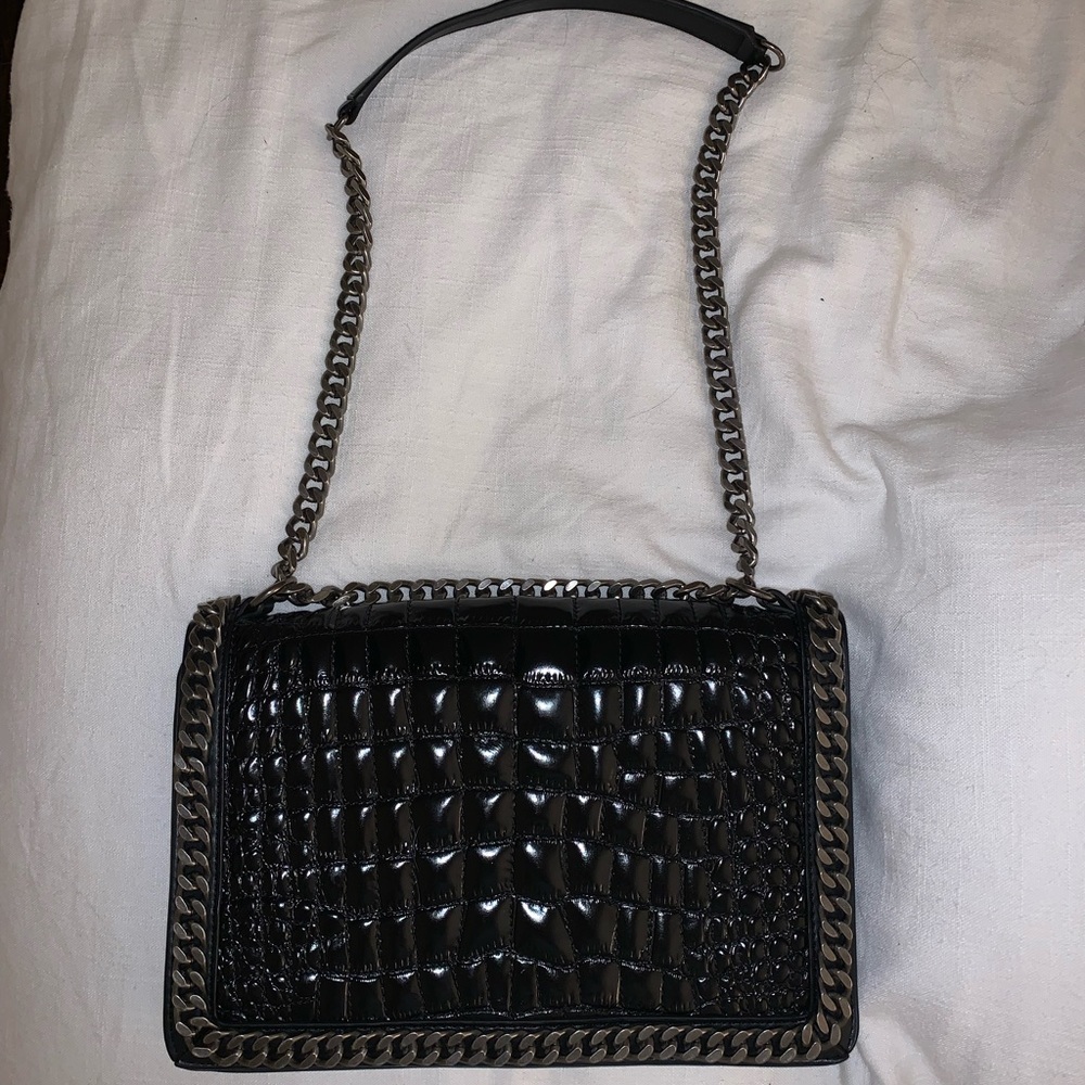 Zara Croc Chain City Bag; Black Croc